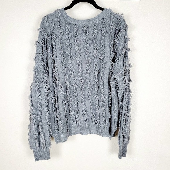 Lumiere Gray Knit Wool Blend Long Sleeves Contemporary Sweater New Size Large - Picture 4 of 10